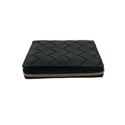 Bottegaveneta Bifold Wallet Leather Black Intrecciato Women(Unisex)