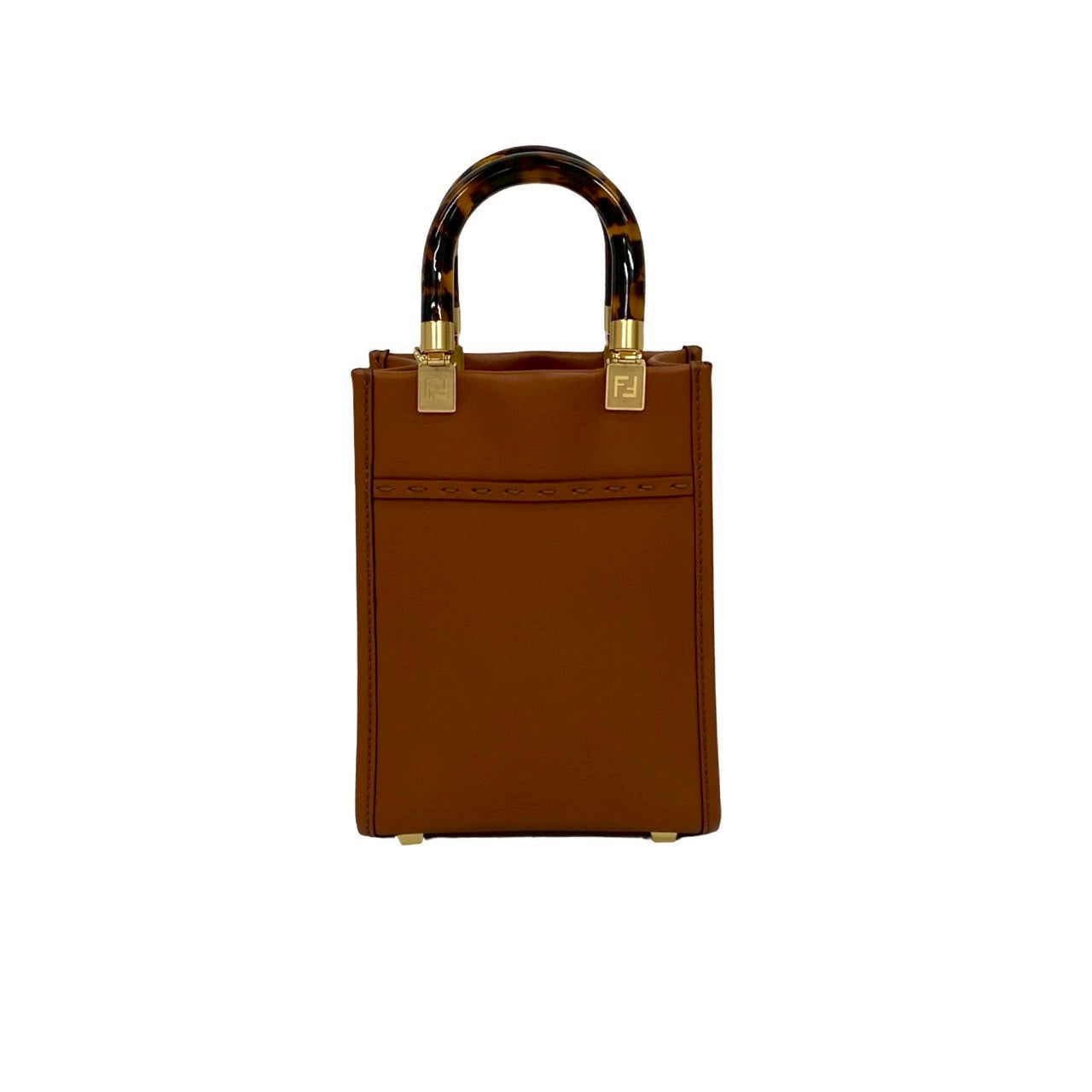 Fendi Shoulder Bag Leather Brown Sunshine Shopper Mini