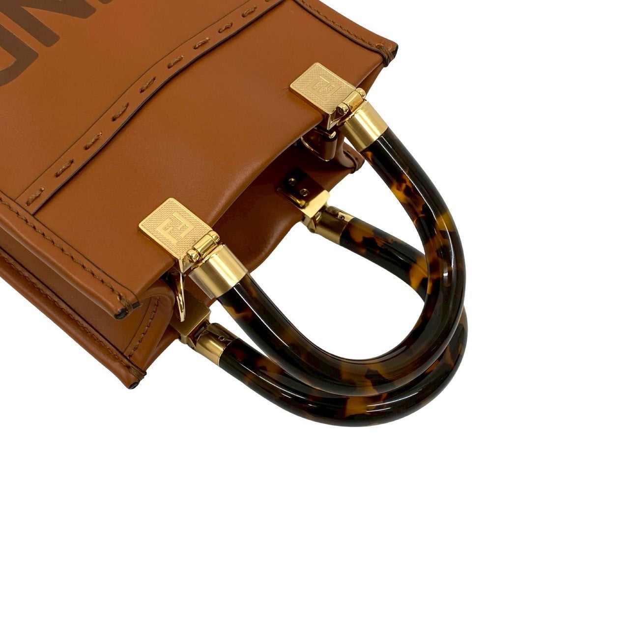 Fendi Shoulder Bag Leather Brown Sunshine Shopper Mini