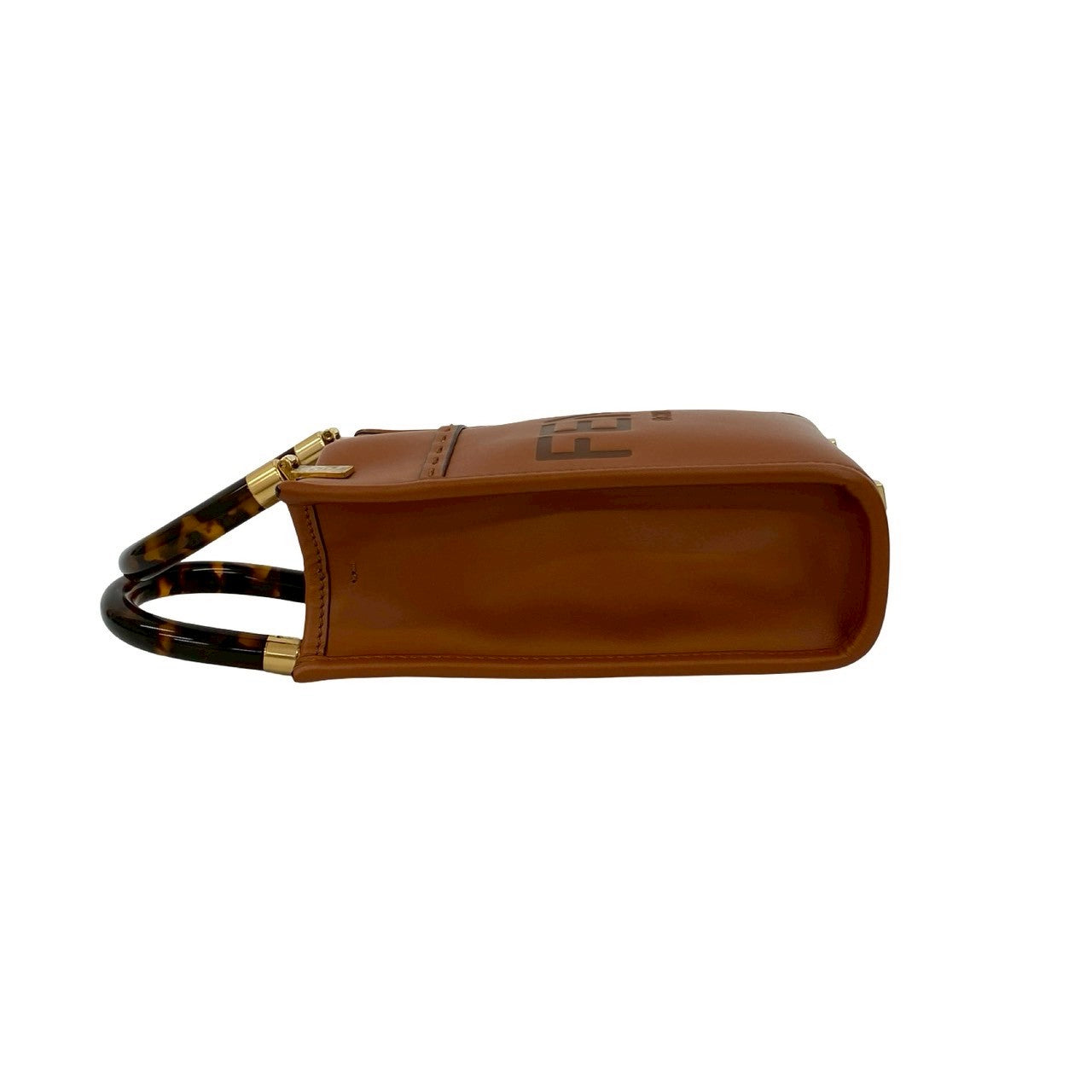 Fendi Shoulder Bag Leather Brown Sunshine Shopper Mini