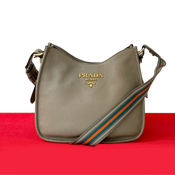 Prada Shoulder Bag Leather Gray