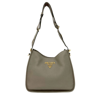 Prada Shoulder Bag Leather Gray