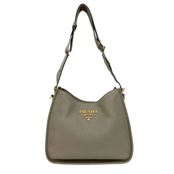 Prada Shoulder Bag Leather Gray