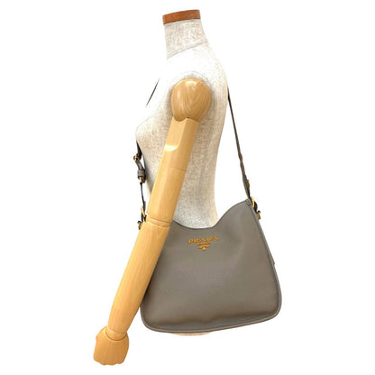 Prada Shoulder Bag Leather Gray