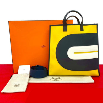 Hermes Shoulder Bag Canvas Yellow Plastics Bags