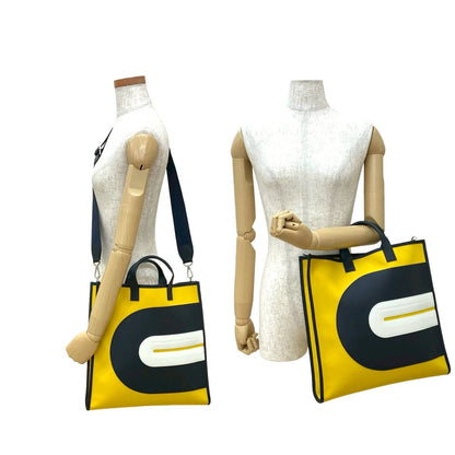 Hermes Shoulder Bag Canvas Yellow Plastics Bags