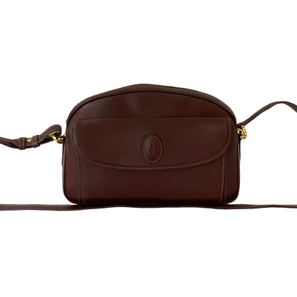 Cartier Shoulder Bag Leather Wine-Red Must Line