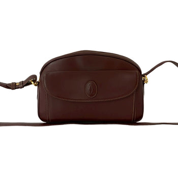 Cartier Shoulder Bag Leather Wine-Red Must Line