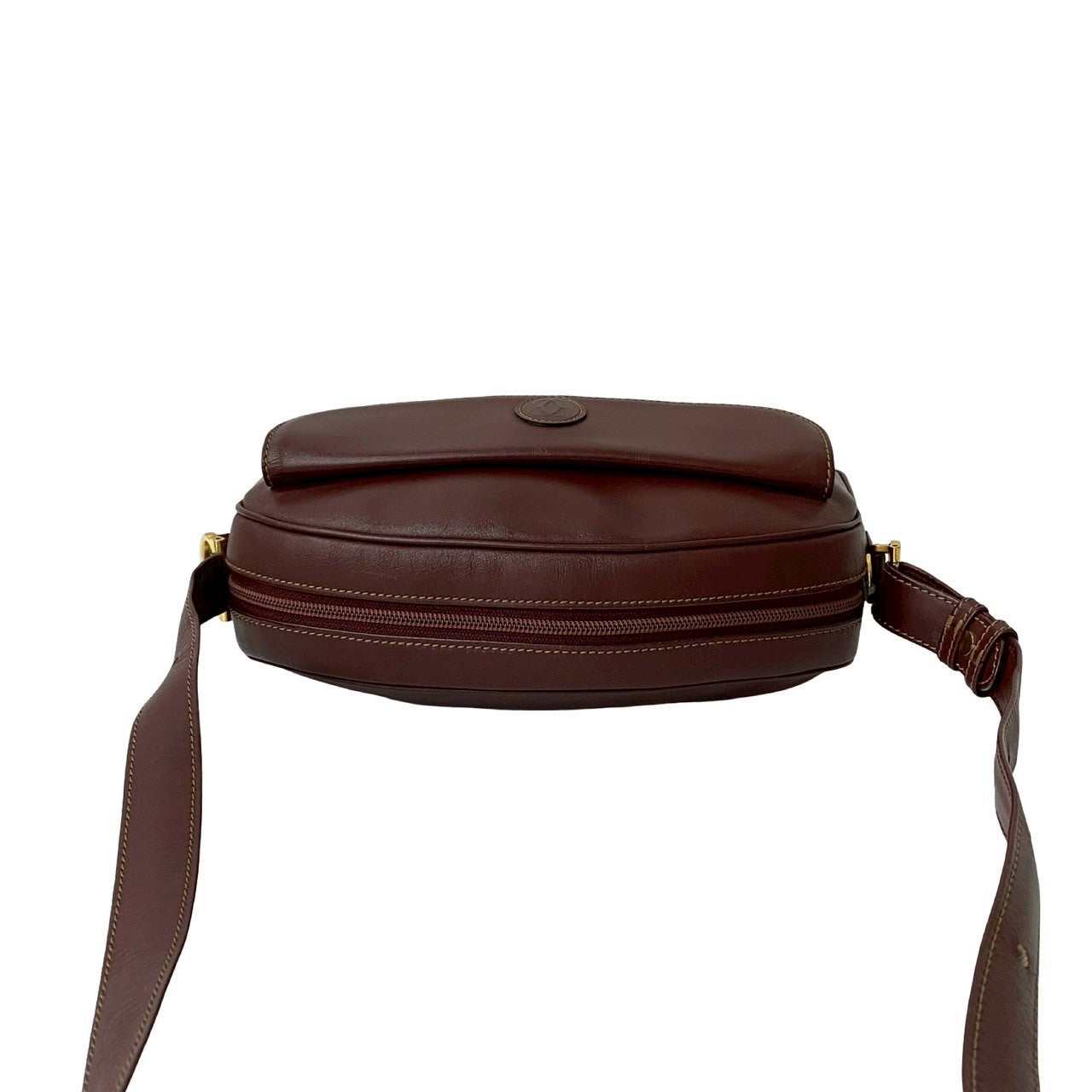 Cartier Shoulder Bag Leather Wine-Red Must Line