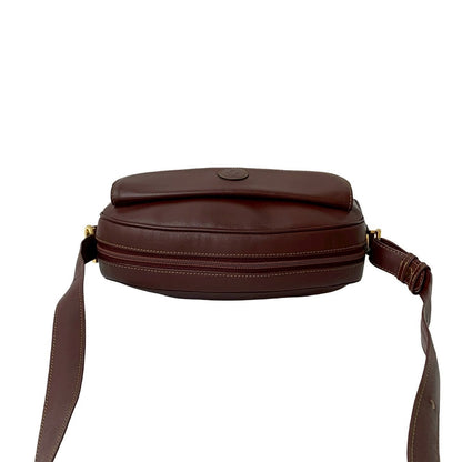 Cartier Shoulder Bag Leather Wine-Red Must Line
