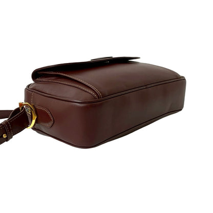 Cartier Shoulder Bag Leather Wine-Red Must Line