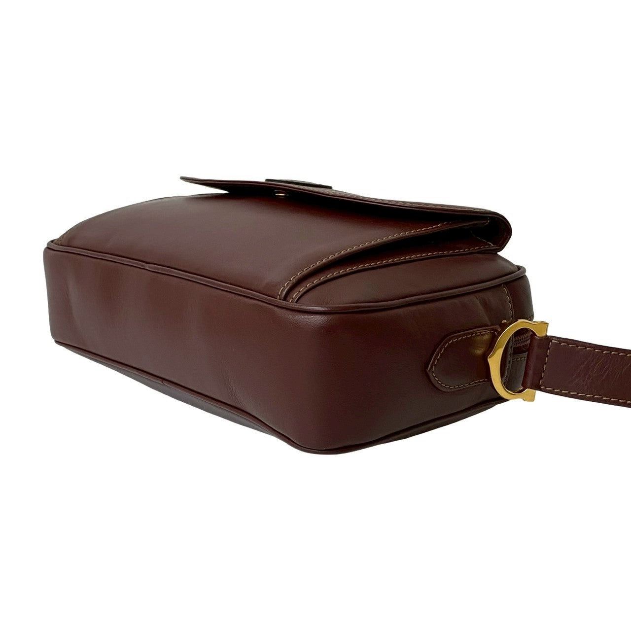 Cartier Shoulder Bag Leather Wine-Red Must Line