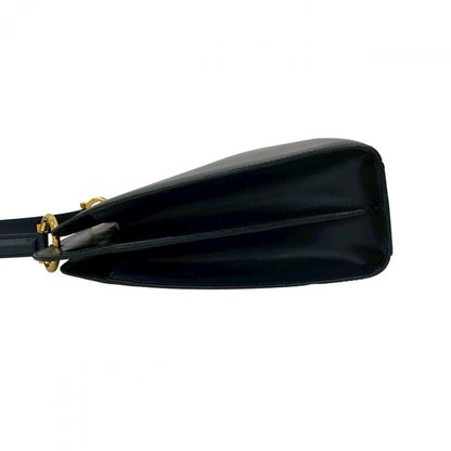 Celine Handbag Leather Navy Double Face Gancini Metal Women
