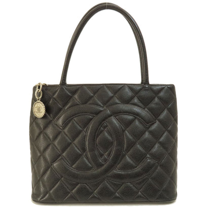 Chanel Tote Bag Grained Calfskin Skin Black Replica Tote Gold Metal