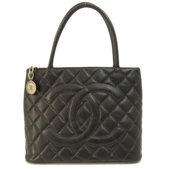 Chanel Tote Bag Grained Calfskin Skin Black Replica Tote Gold Metal