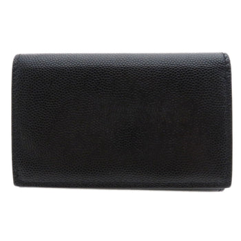 Burberry Bifold Wallet Calfskin Black Logometal Tri-Fold Women