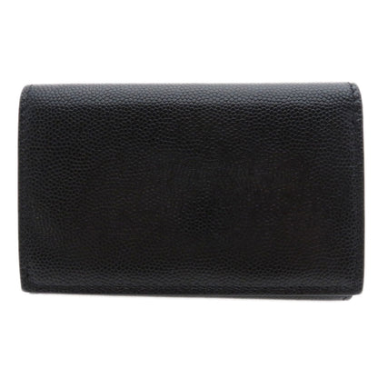 Burberry Bifold Wallet Calfskin Black Logometal Tri-Fold Women