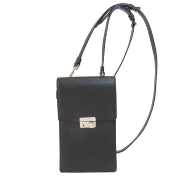 Prada Shoulder Bag Leather Black Logo Saffiano Women