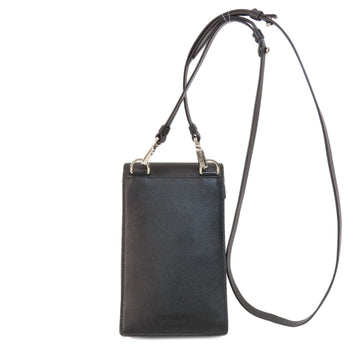 Prada Shoulder Bag Leather Black Logo Saffiano Women
