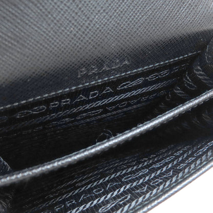 Prada Shoulder Bag Leather Black Logo Saffiano Women