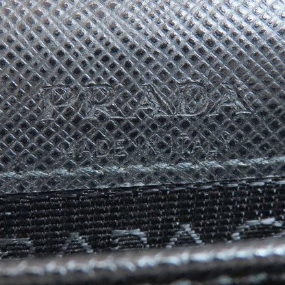 Prada Shoulder Bag Leather Black Logo Saffiano Women