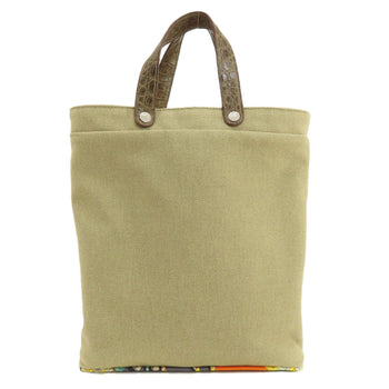 Hermes Handbag Cotton, Silk Brown Petit Ash Tote Women