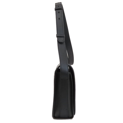 Burberry Shoulder Bag Leather Black Logo Women