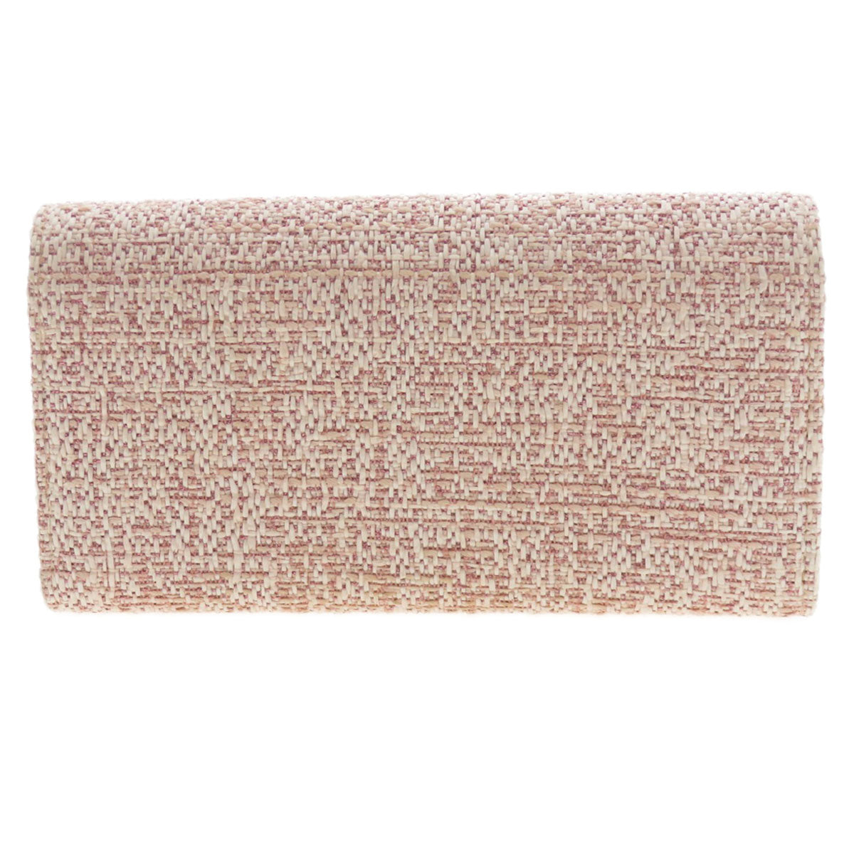 Chanel Long Wallet Purse Leather, Tweed Pink Coco Mark Women