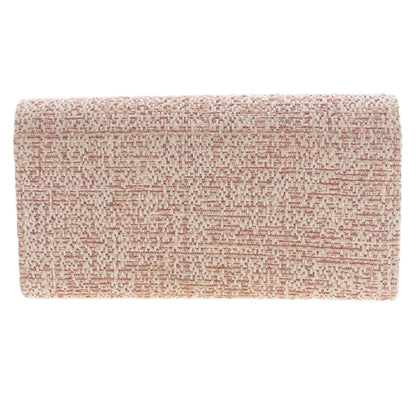 Chanel Long Wallet Purse Leather, Tweed Pink Coco Mark Women