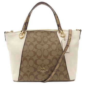 Coach Handbag C7261 Pvc, Leather Brown Signature 2Way Women