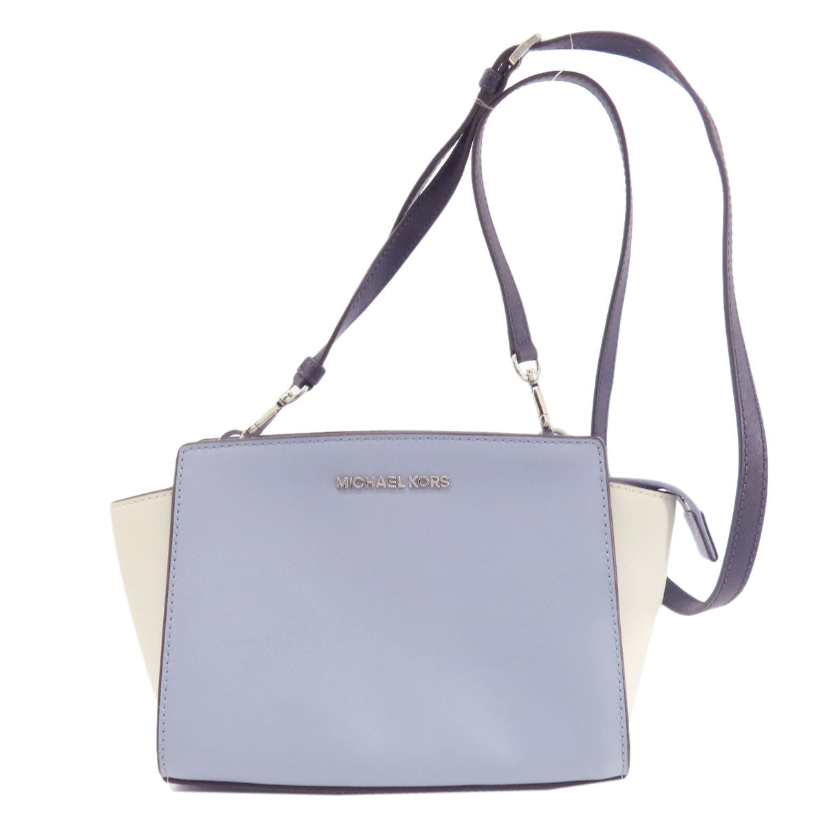 Michael Kors Shoulder Bag Leather Blue Logometal