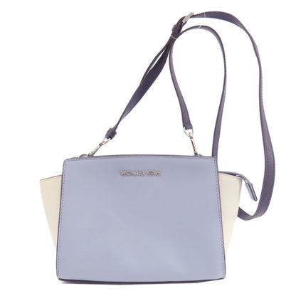 Michael Kors Shoulder Bag Leather Blue Logometal