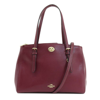 Coach Tote Bag 37782 Leather Red 2Way Women