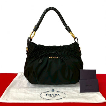 Prada Shoulder Bag Leather Black