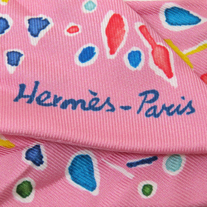 Hermes Scarf Silk Pink Twilly Women