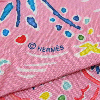 Hermes Scarf Silk Pink Twilly Women