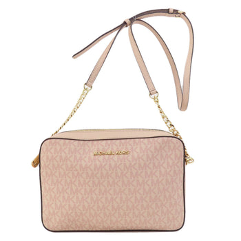 Michael Kors Shoulder Bag Leather, Coated Canvas Pink Mk Signature Women