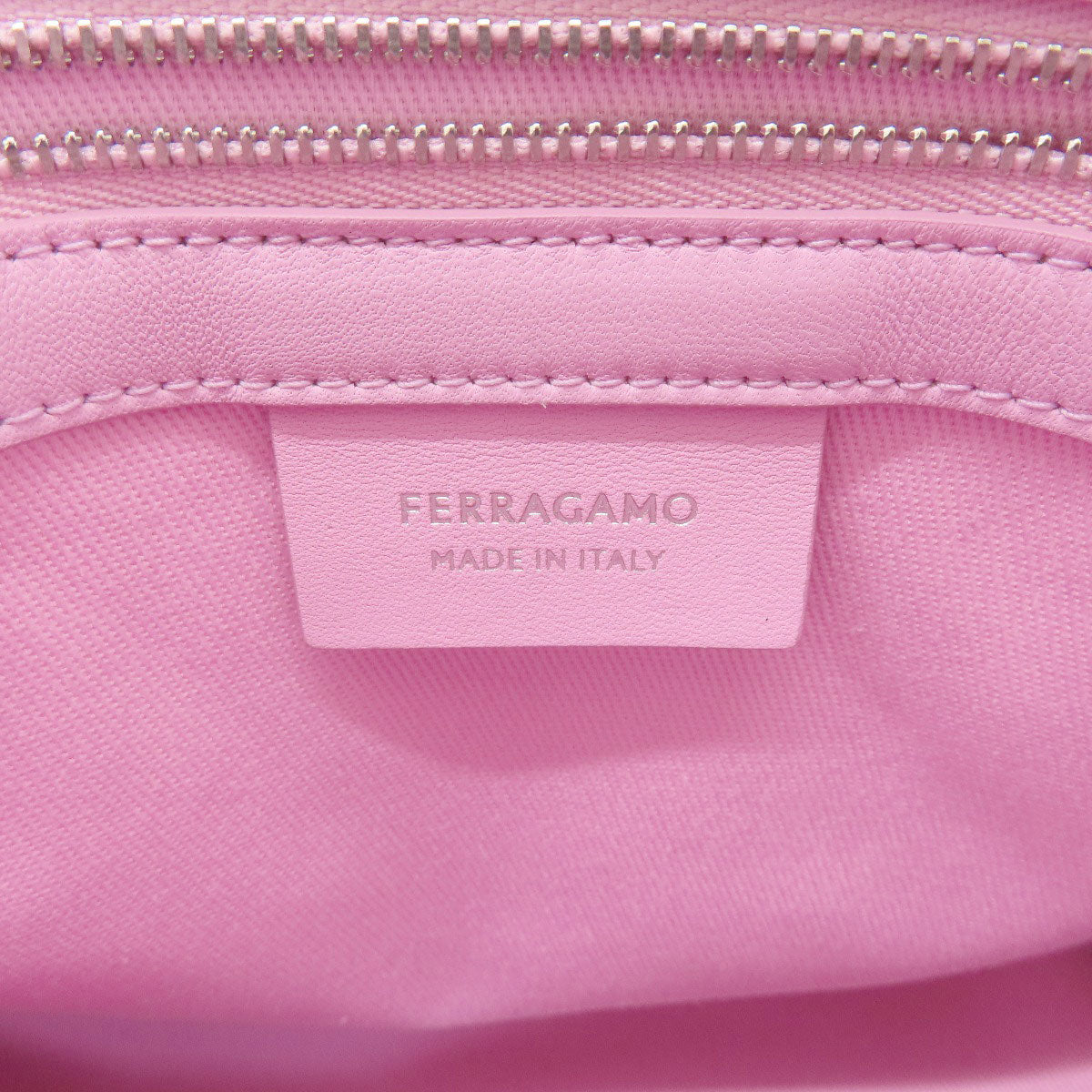 Salvatore Ferragamo Handbag Canvas Pink Logo Women