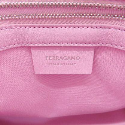Salvatore Ferragamo Handbag Canvas Pink Logo Women