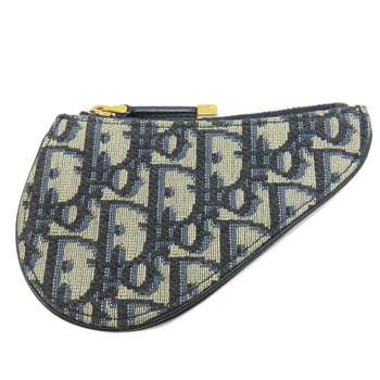 Christian Dior Coin Case Canvas Navy Saddle Trotter Pattern Women