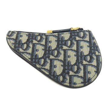 Christian Dior Coin Case Canvas Navy Saddle Trotter Pattern Women