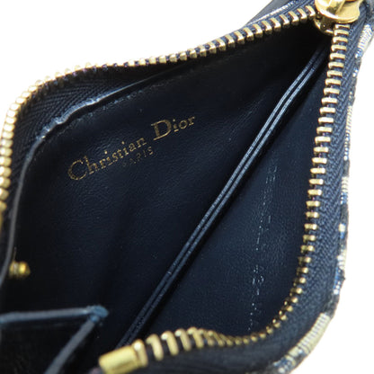 Christian Dior Coin Case Canvas Navy Saddle Trotter Pattern Women