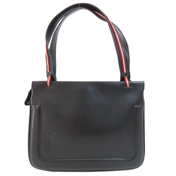 Bally Tote Bag Leather Black Simple Design