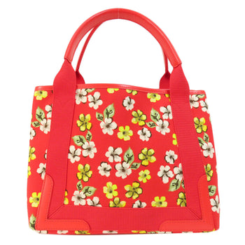Balenciaga Handbag 329933 Canvas Red Navy Cabas Flower Motif Women