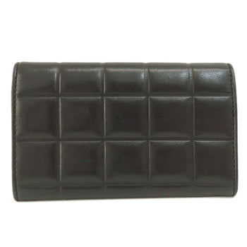 Chanel Bifold Wallet Calfskin Black Chocolate Bar Gold Metal Women