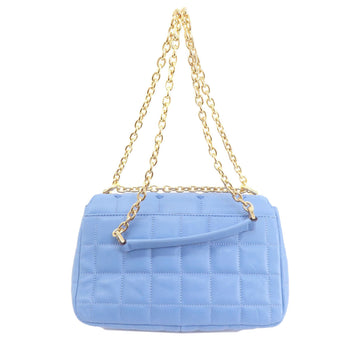 Michael Kors Shoulder Bag Leather Blue Quilted Studded Chainshoulder Women
