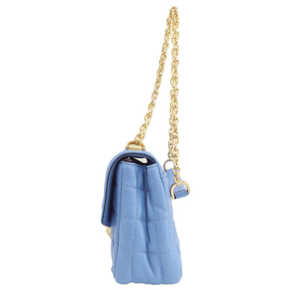 Michael Kors Shoulder Bag Leather Blue Quilted Studded Chainshoulder Women