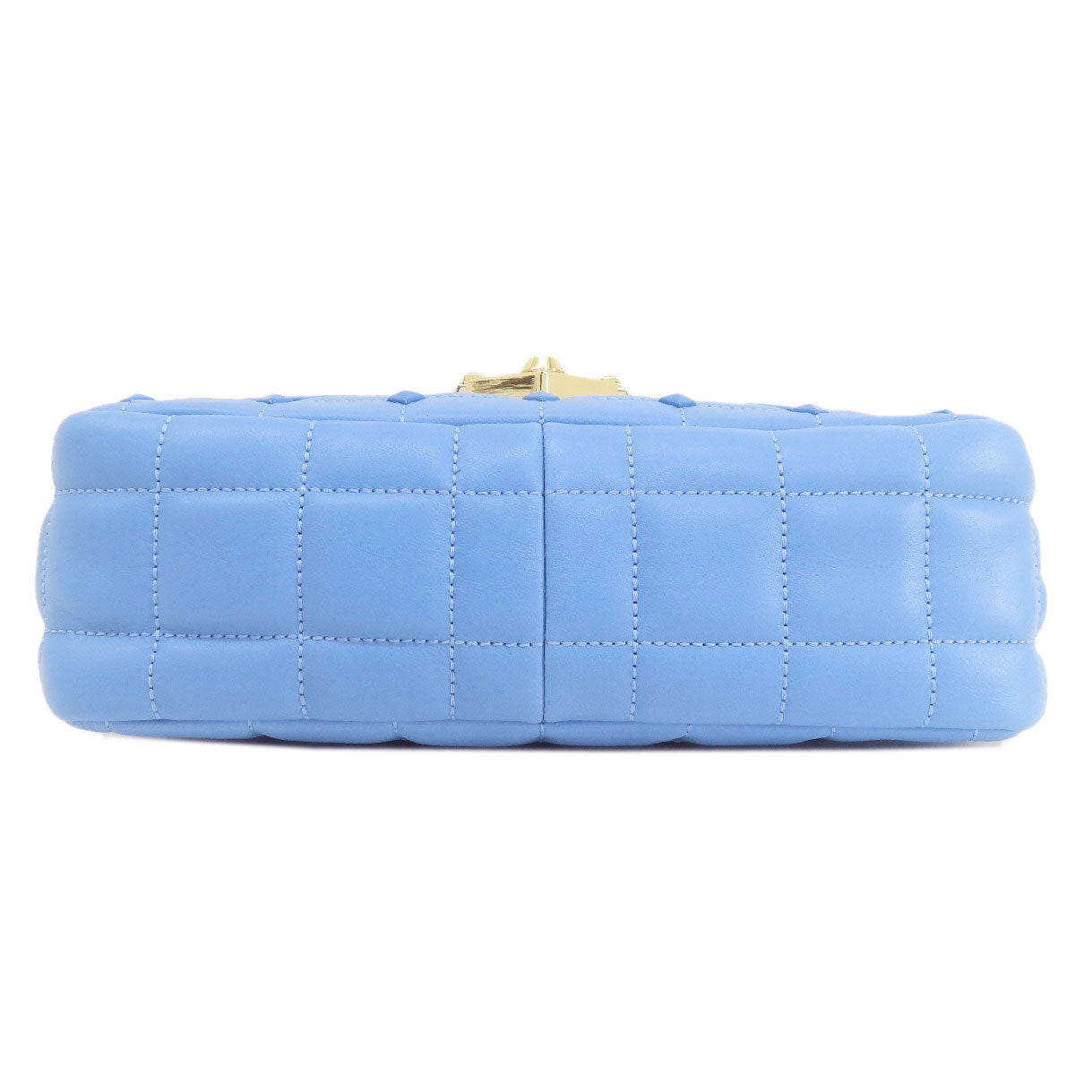 Michael Kors Shoulder Bag Leather Blue Quilted Studded Chainshoulder Women
