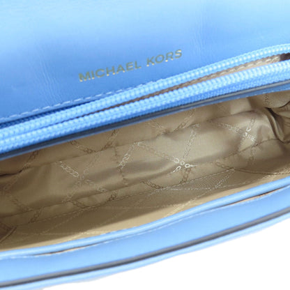 Michael Kors Shoulder Bag Leather Blue Quilted Studded Chainshoulder Women