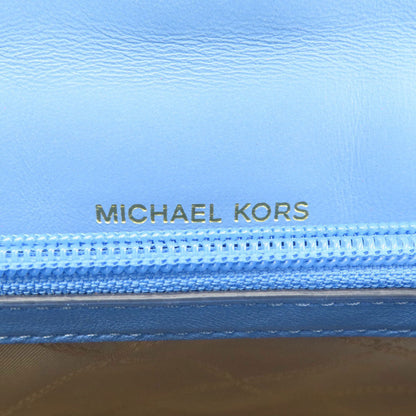 Michael Kors Shoulder Bag Leather Blue Quilted Studded Chainshoulder Women